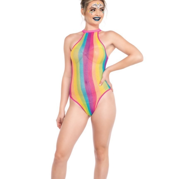 Rainbow Pride Mesh Bodysuit - Picture 3 of 6
